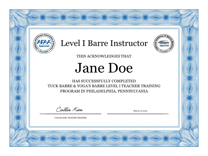 Barre Training and Certification